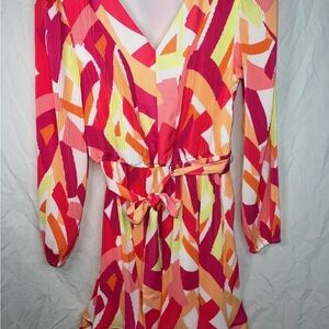 Nicole Miller Red Pink Wrap Sundress